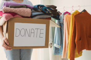 Home Refresh: From Winter Drab to Spring Fab Cleaning out closet, box of clothes for donation