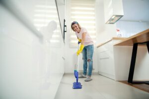cleaning hallway